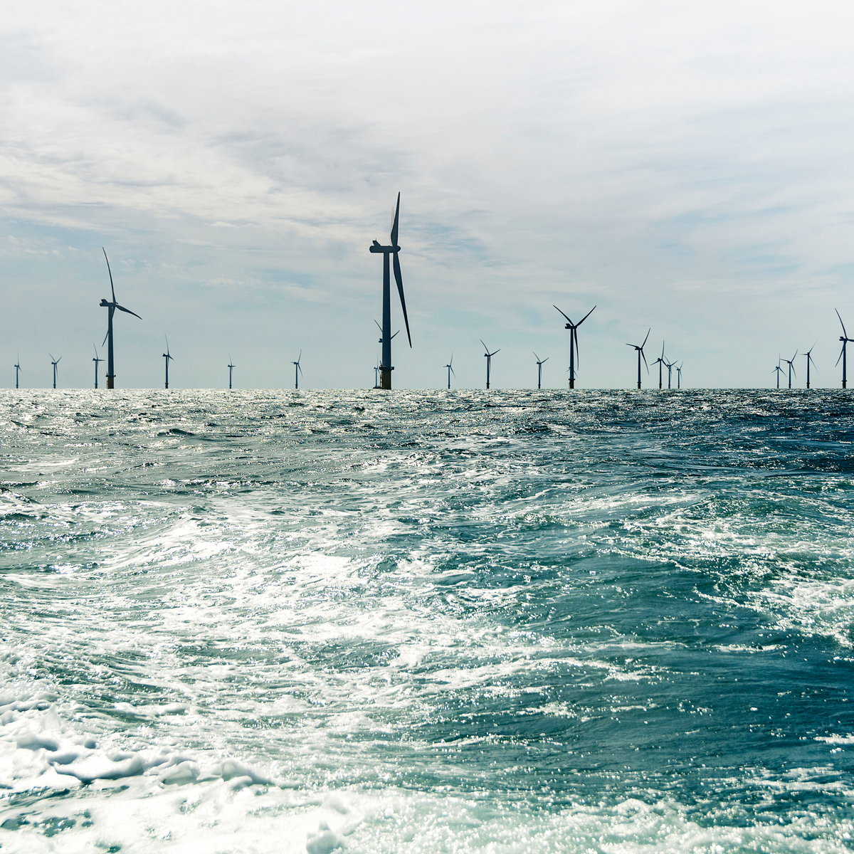 Offshore wind turbines in the ocean